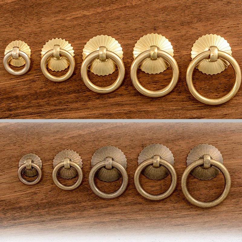 Furniture Hardware Manufacturer - Vintage Brass Cabinet Ring Knobs Pulls