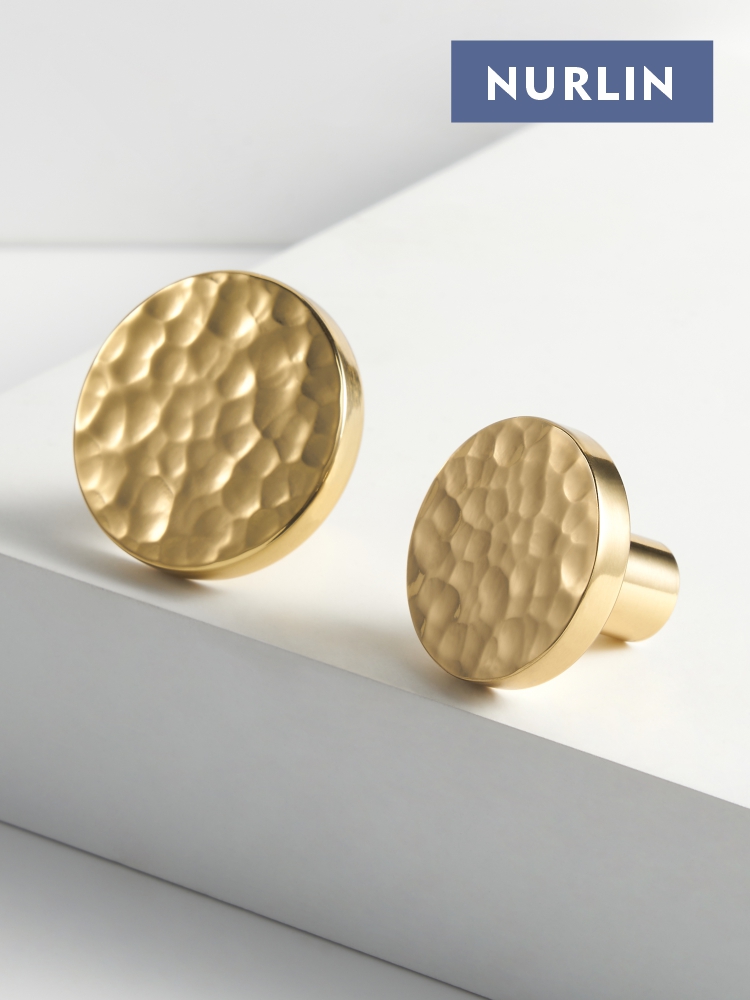 Drawer Pull Gold - Nurlin Solid Brass Hammer Pattern Cabinet
